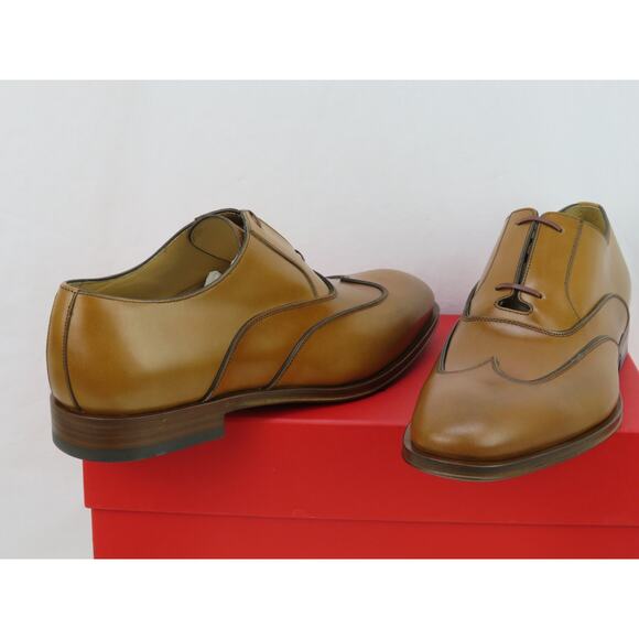 NIB FERRAGAMO CORIAN BROWN TAN BROGUE LEATHER OXFORDS 11.5 EE